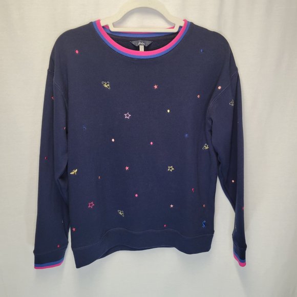 Joules Women's Size 6 Sweatshirt Crewneck Blue Embroidered - Picture 1 of 7